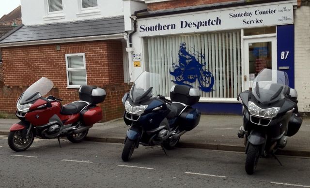 Our office with 3 BMW R1100RT's about to be despatched