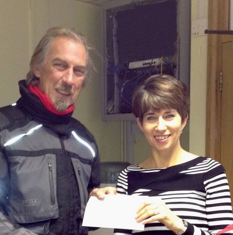 Gary Ancell presenting Debbie Sherwin with her prize from our 30th Birthday competition