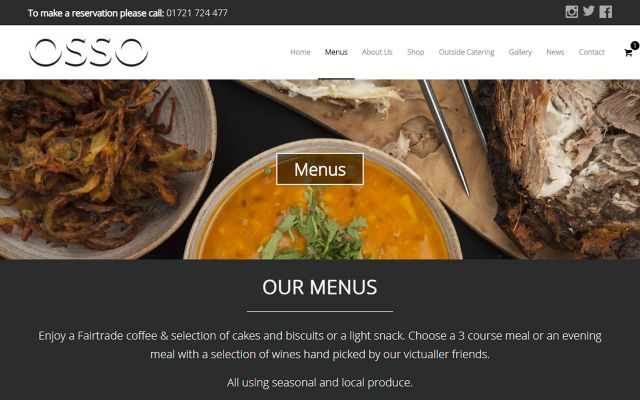 Osso Restaurant Peebles Website Design