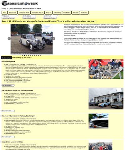 Classic car show event listing website in Newcastle-under-Lyme