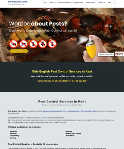 Website for Olde English Pest Control in Ashford