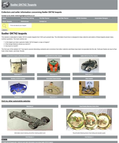 Collectors website for OKT42 teapots, Ashford