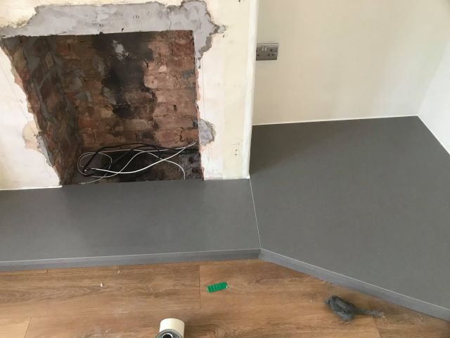 Grey quartz fire hearth bespoke