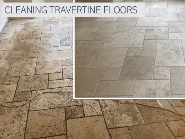 Cleaning traverting floors. Stone restoration