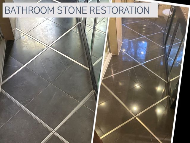 Marble floor polishing of bathroom