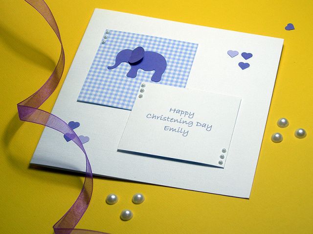 Elissa - Purple - Handmade Christening Card