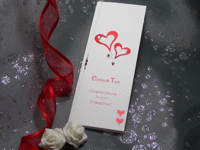Duo - Red - Handmade Engagement Card